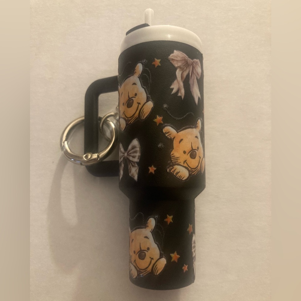 Pooh Bear & Bows Mini Tumbler Keychain Chapstick/Money Holder